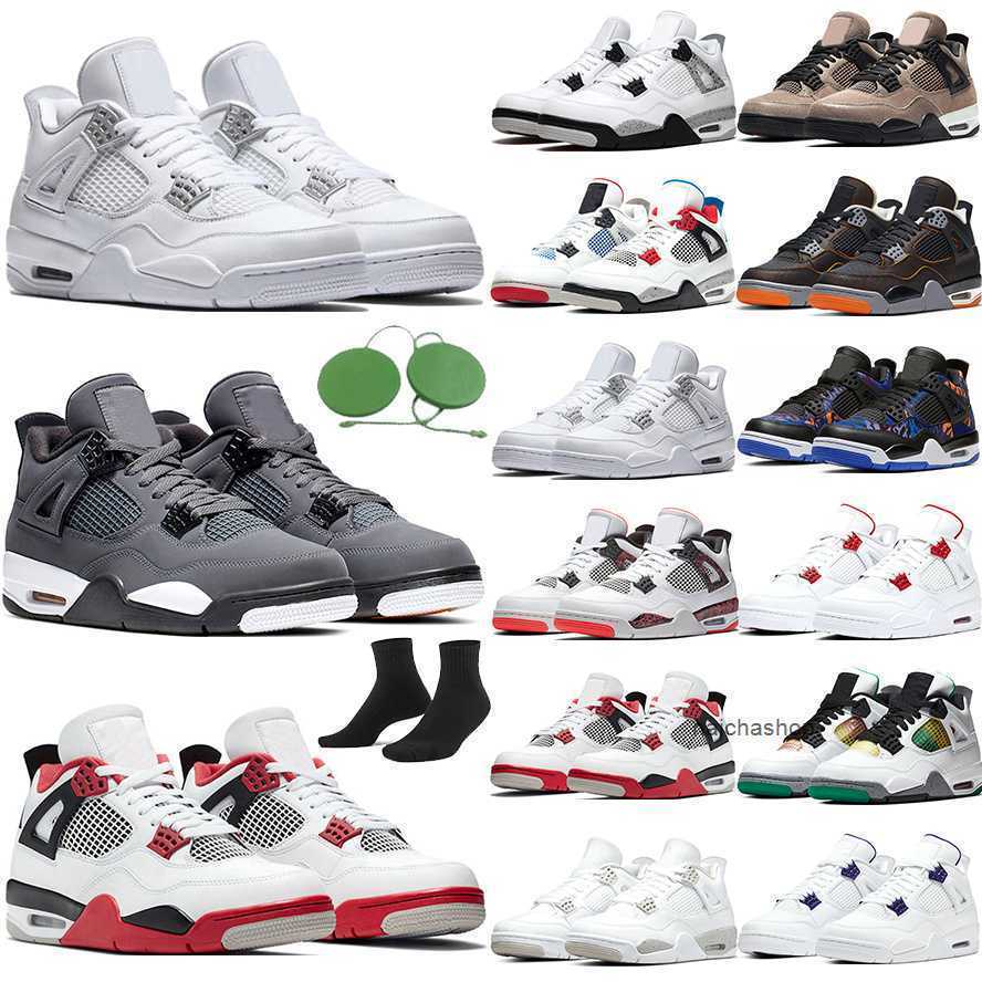

2023 white oreo Jumpman 4 4s basketball shoes university blue Black cement pure money trainers Silt Red Splatter metallic green purple men women, # 6