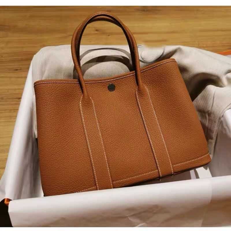 

h bag Designer leather H ermese garden bag 2022 new women large capacity bucket one shoulder portable, Elephant gray