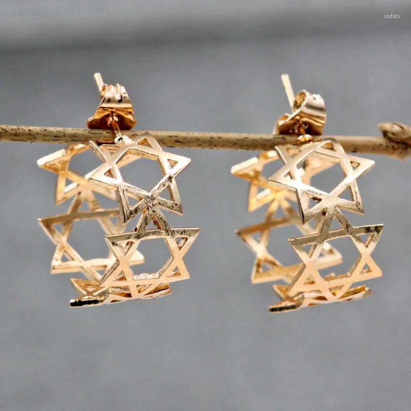 

Hoop Earrings Rainbow Bohemian For Women's Earring Gold Filled Pentagram Circle Wedding Jewelry