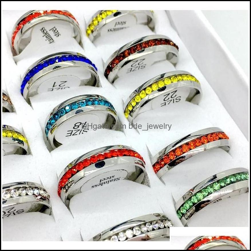 

Band Rings Whole Lots 36Pcs Womens Stainless Steel Fashion Jewelry Ring Mticolor Diamond Band Rings Women W Wmtfze Dh 2010257I Drop D Dhhl2