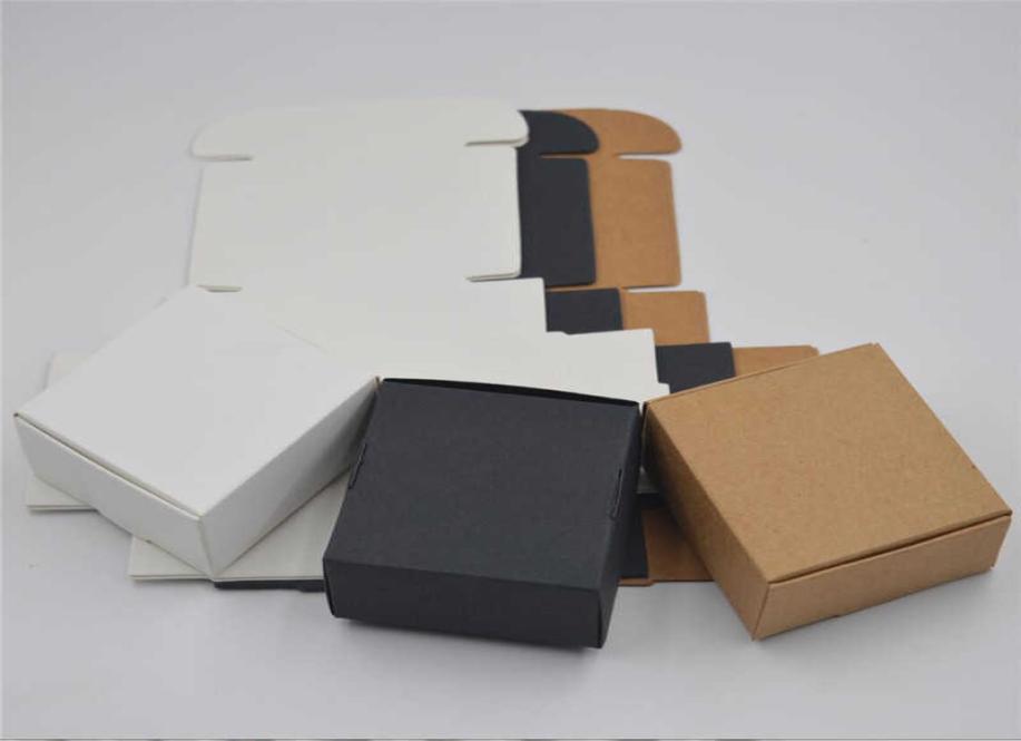

100pcs Black kraft paper craft box small white soap cardboard paper packingpackage box brown candy gift jewelry packaging box 2108859205