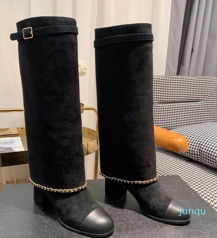 

Women Boots Lace Up Shoes Glossy Leather Fashion Comfortable Luxury Designer Black Black Canvas Keep Warm Winter Elastic Cloth Martin 35-40 Meatl Chain Mule, As pic