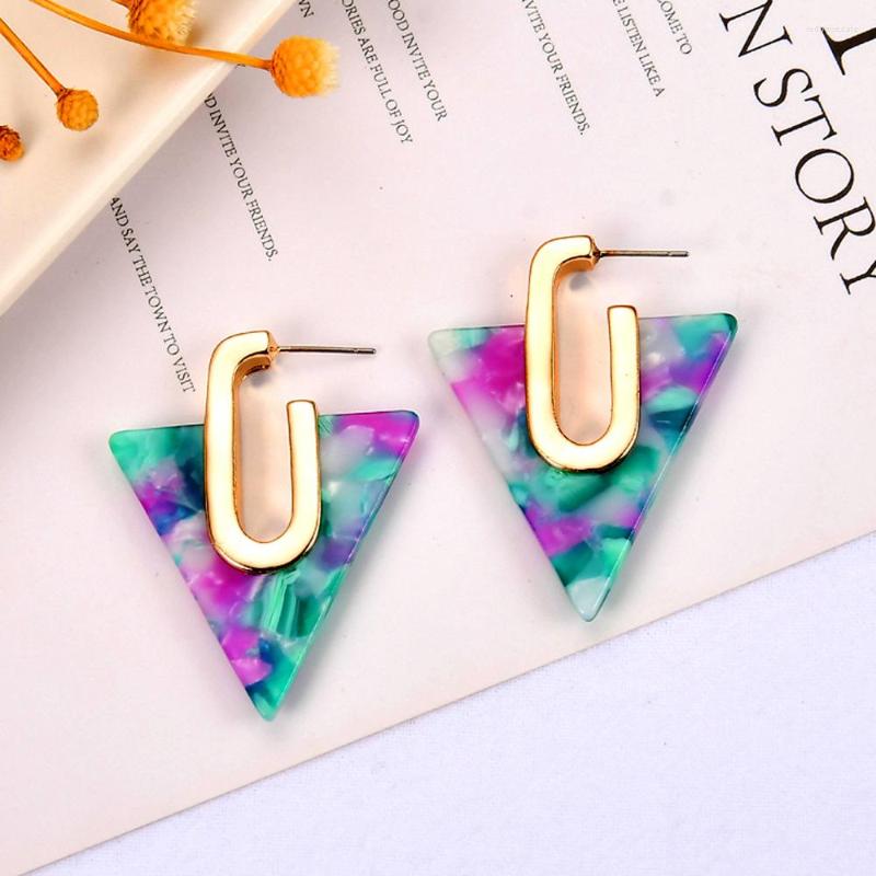 

Stud Earrings 8Seasons Fashion Gold Color Alloy White Contrast Triangle Pendant Romantic Series Accessories 1 Pair