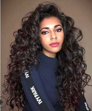 

Hair Lace Wigs Small Women's Long Curly Hair ffy Black Chemical Fiber Wig Head Cover, Natural black
