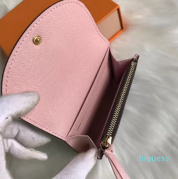 

Top quality designer wallets Wholesale card holder classic short wallet for women clutch Fashion lady coin purse woman business, Brown flower red inside