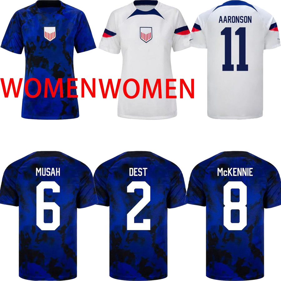

2022 2023 PULISIC USA soccer jersey Dest ADAMS United States MCKENNIE AARONSON MORGAN RAPINOE Reyna America Football Shirt women jerseys, White