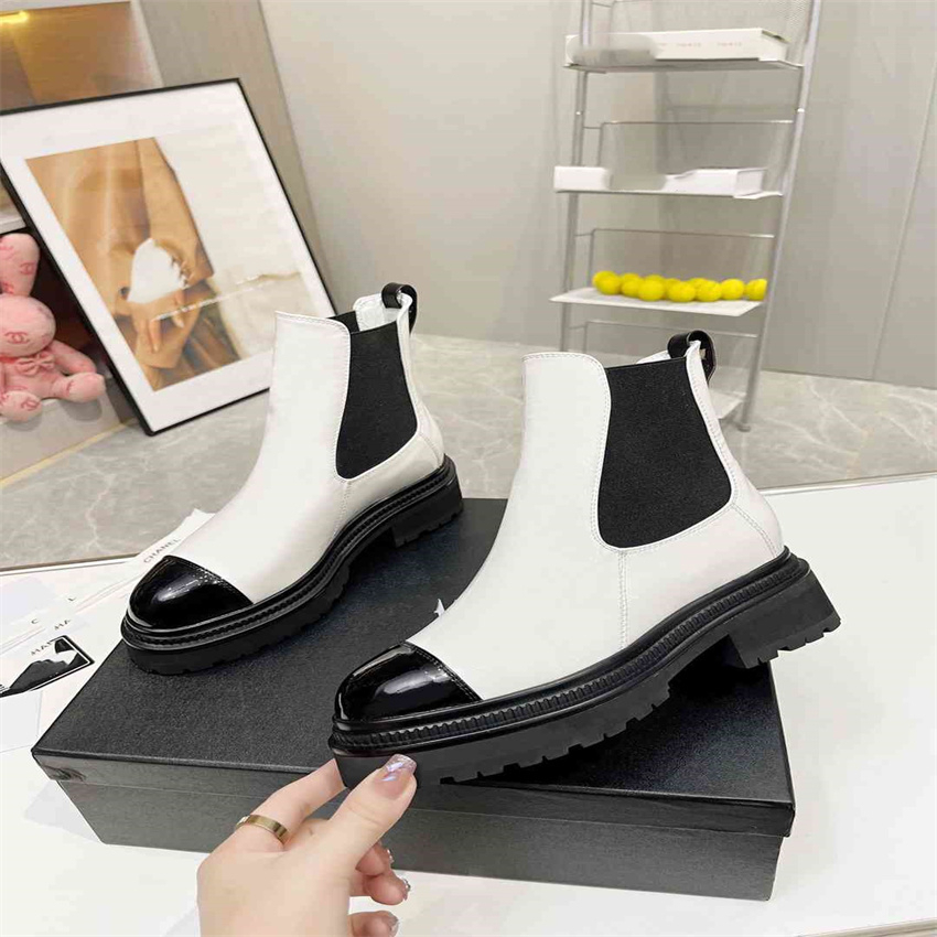 

Top Design Winter Boots Fashion Women Vintage Channel Decorative Leather Cotton Cloth Wool Warm Keeping High Heel Thick Sole Snow Flat Socks Shoes 01-014