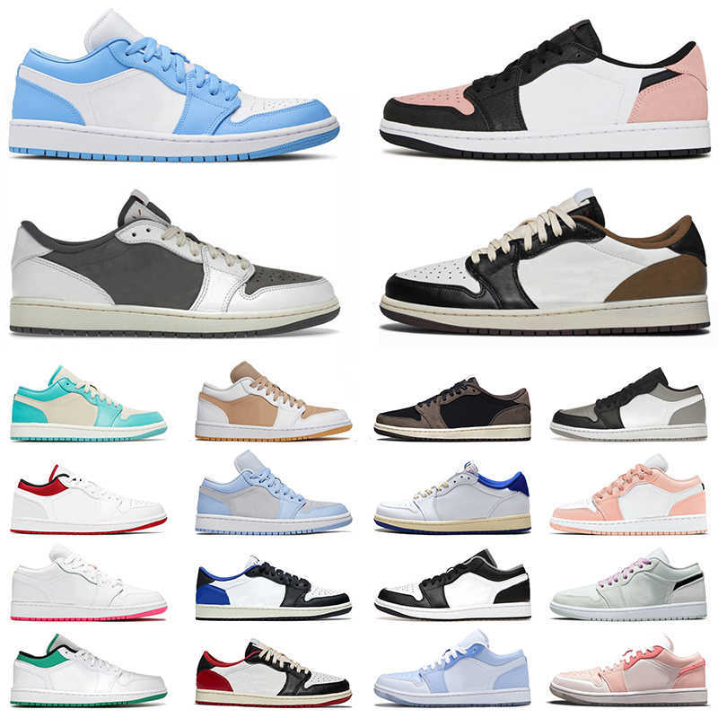 

Reverse Mocha Jumpman 1 1s Low Mens Womens Designer Basketball Shoes Mighty Swooshers Pink Bleached Coral Barely Green Sports Sneakers, 36-46 white lucky green black