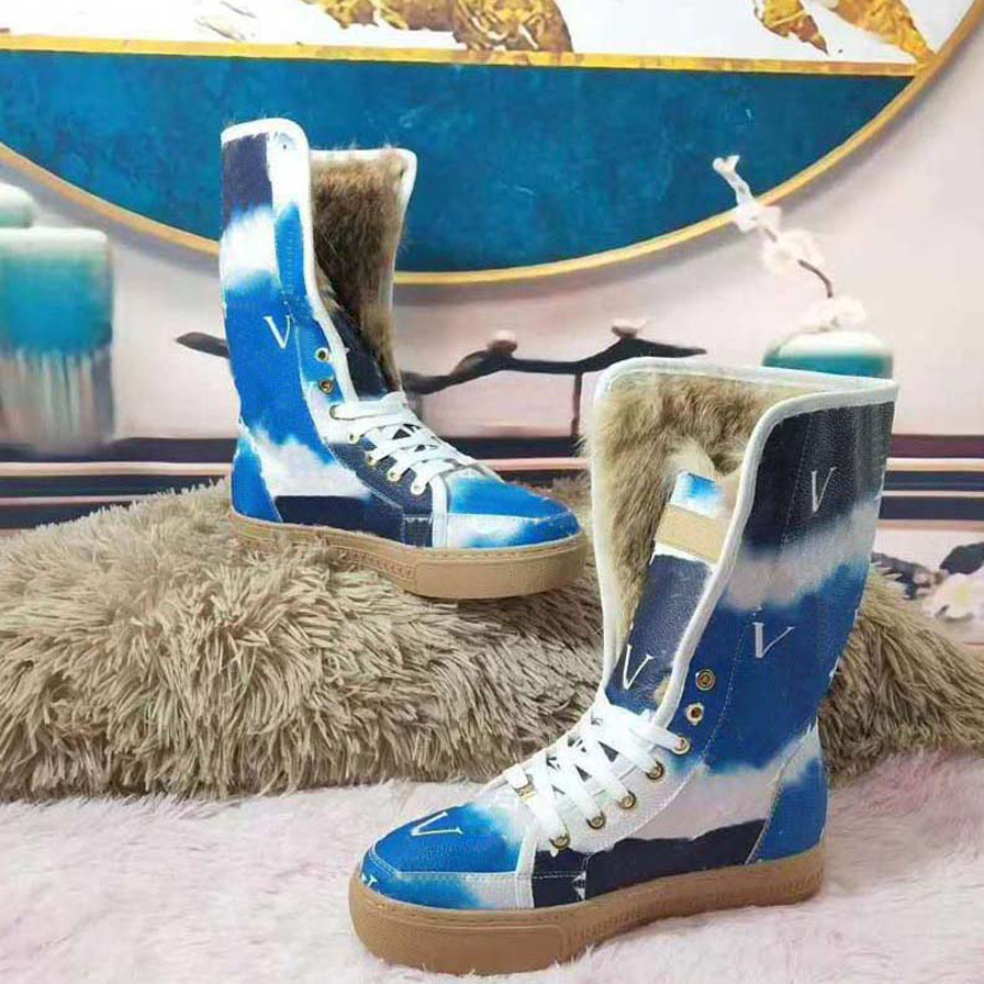 

Designer Boots Paris Luxury Brand Boot Genuine Leather Warm Boots Martin Ankle Booties Woman Winter Full fur Fluffy furry Satin Short Sneakers fen 007, #1