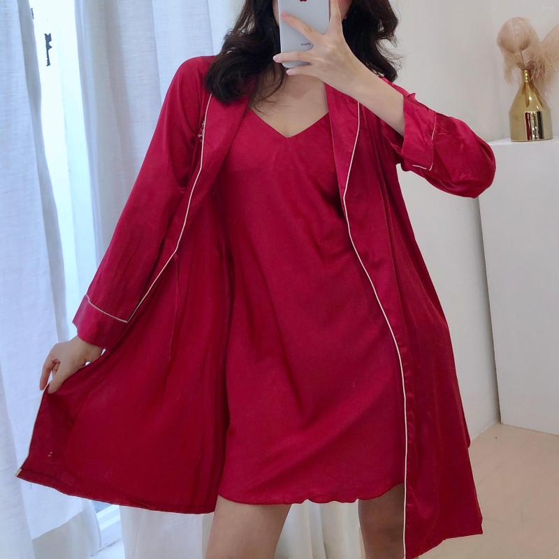 

Women's Sleepwear Women Sexy Bathrobe Female Bride Robe Silk Spaghetti Strap Lace Twinset Nightgown Set Lounge Nightdress #4166, Dark blue