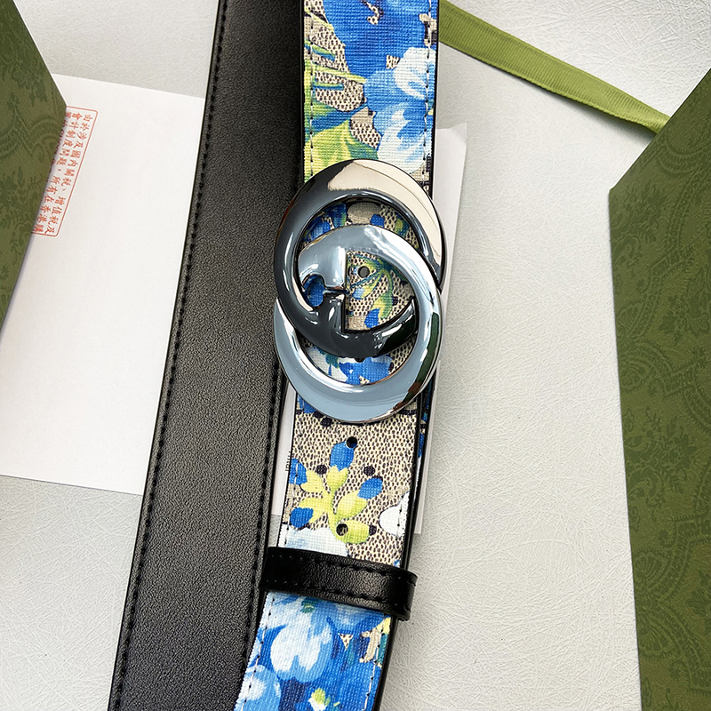 

Designer Waistband Fashion Flower Patterns Gold Smooth Buckle Luxury Cowskin Belts Womens Genuine Leather Belt G Waistbands Width 3.8cm New, Black