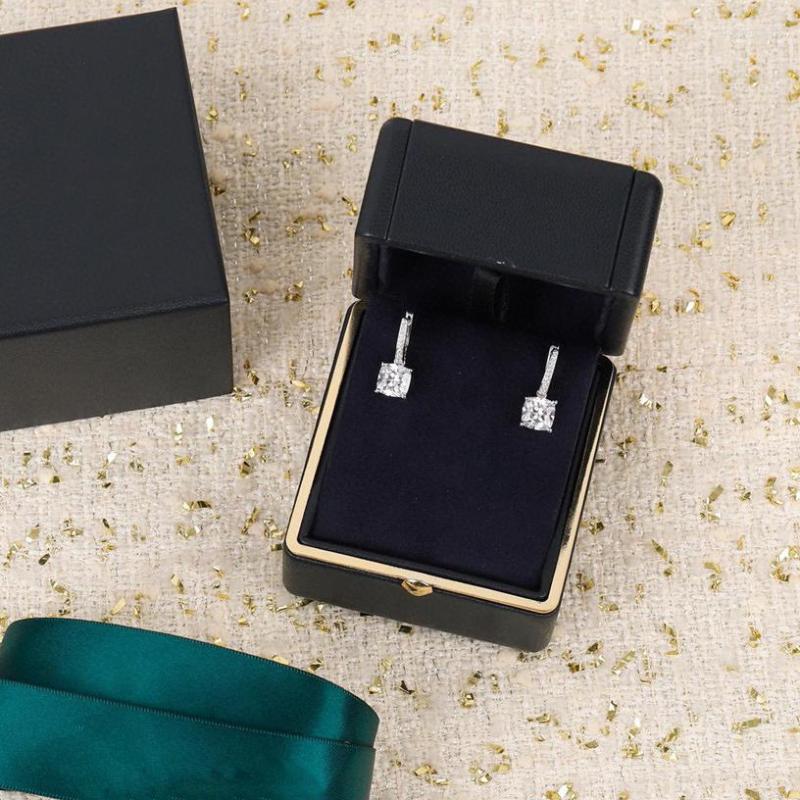 

Stud Earrings Fashion Square Top Quality 925 Sterling Silver Luxury Wedding For Women Ladies Jewelry