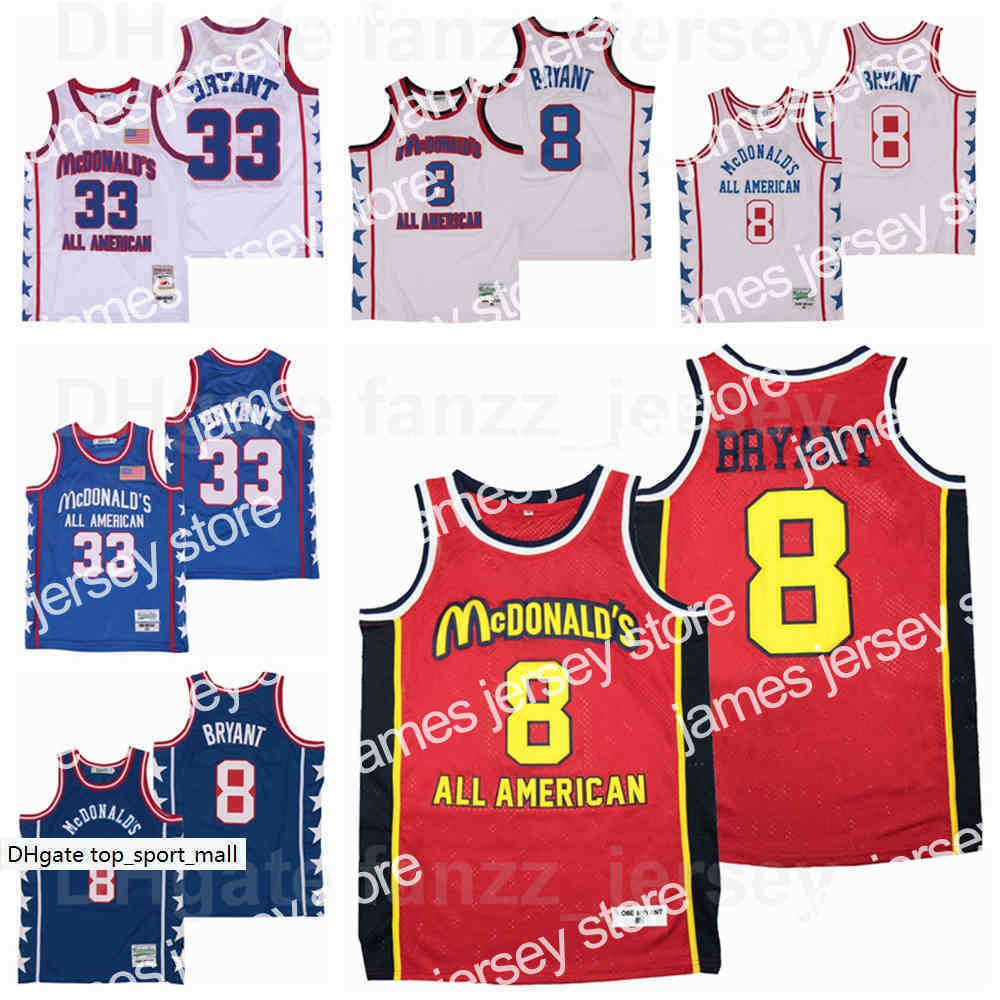 

College Basketball Wears Men MCDONALDS ROYAL HS ALL AMERICA 33 Movie Basketball Jersey Team Color Red Blue White Away Breathable For Sport Fans Pure Cotton Shirt