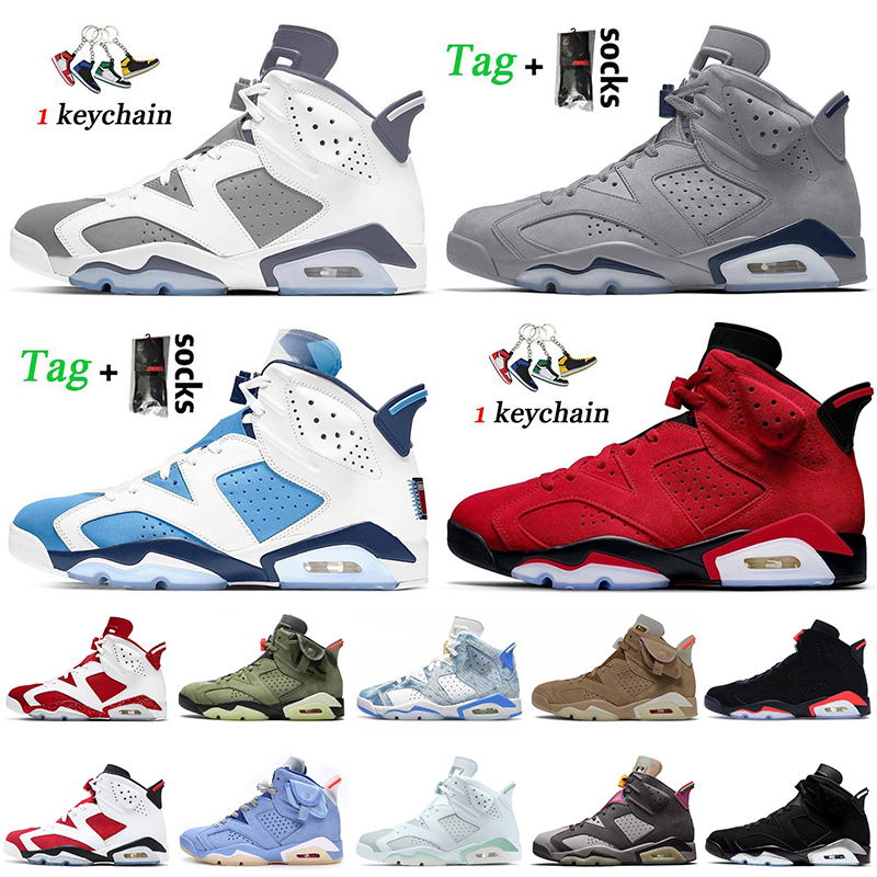 Athletic Sport Basketball Shoes Fashion Jumpman 6 6s Cool Grey Toro New Washed Denim UNC Georgetown Black Infrared Cactus Jacks British Khaki Red Or