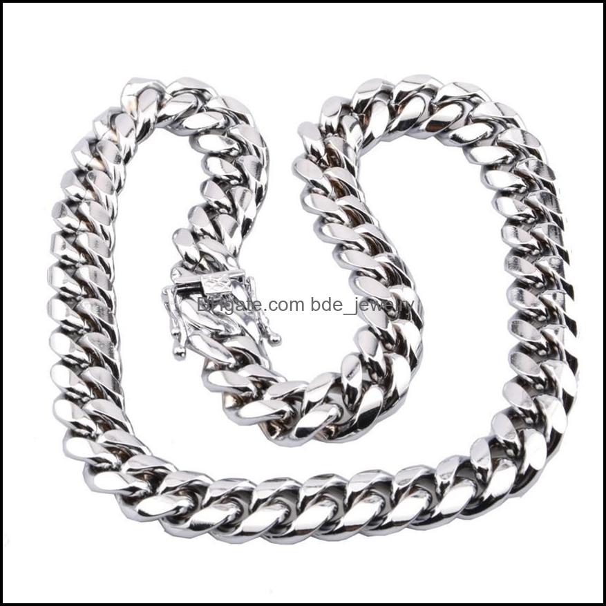 

Chains High Quality Miami Cuban Link Chain Necklace Men Hip Hop Gold Sier Necklaces Stainless Steel Jewelry3122 Drop Delivery Jewelr Dhztq