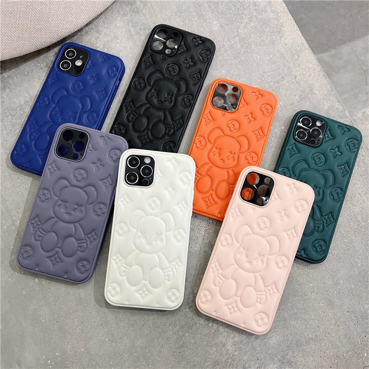 

Yezhou ladies mobile cover phone cases Violent Bear Sheepskin for iPhone 14 Apple 12 Silicone Leather 13 Promax Protective shell, Pink