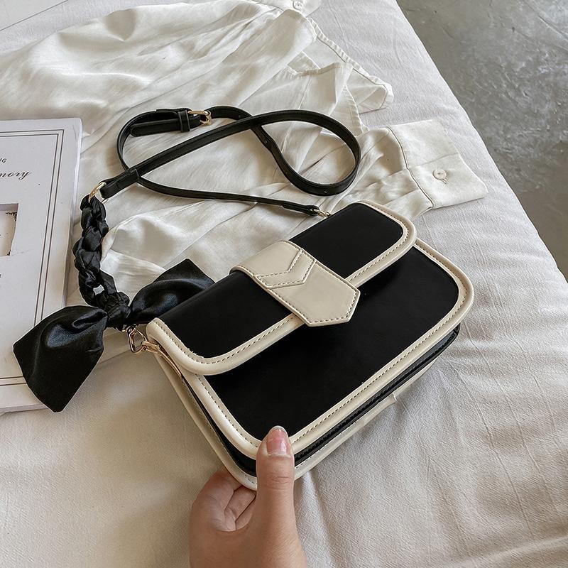 

Shoulder Bags Bow Scarves Tote Bag Square HBP Summer PU Leather Women's Designer Handbag Chain Messenger, Black
