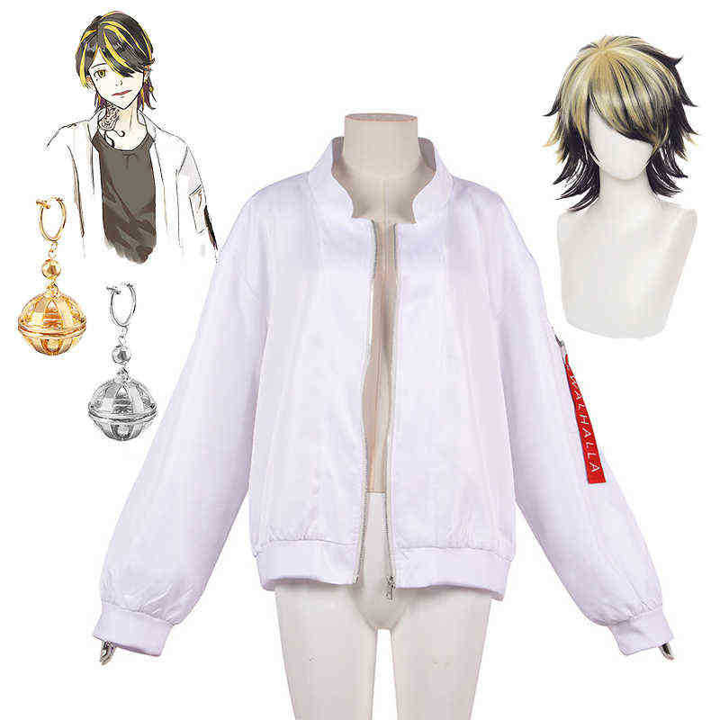 Tokyo Revengers Hanemiya Kazutora Costumes de cosplay Veste blanche Valhalla Uniforme Veste de baseball Mikey Dragon Halloween Enfants Adultes J2