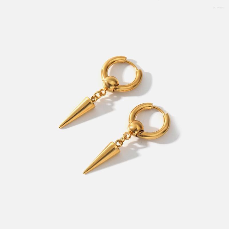 

Hoop Earrings Statement Stainless Steel Geometric Jewelry For Women Trendy Metal Texture 18 K Drop Golden Accessories