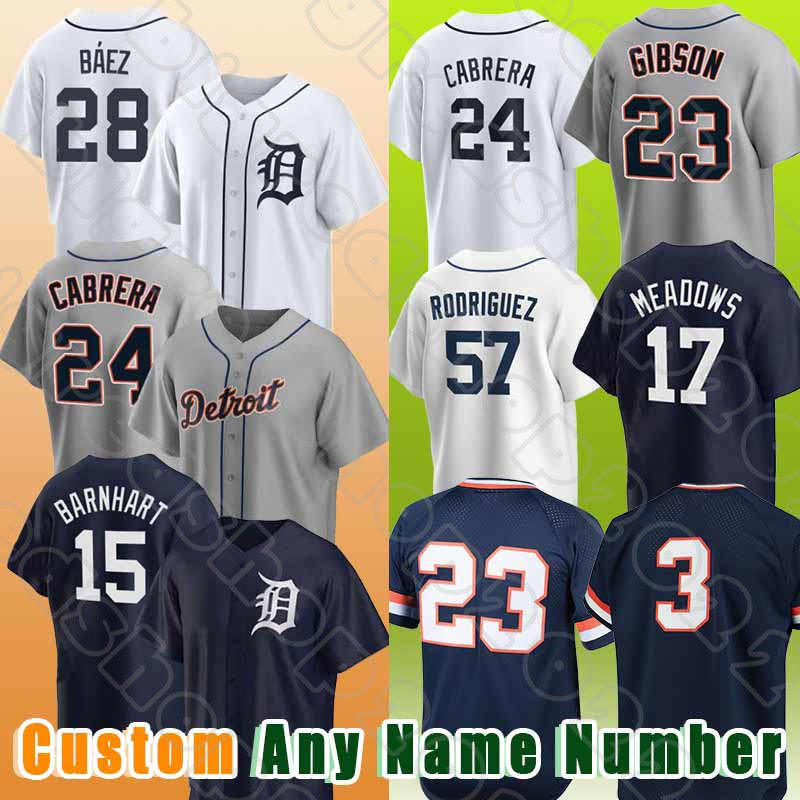 

28 Javier Baez Baseball Miguel Cabrera Kirk Gibson Jerseys Tucker Barnhart Tigers Austin Meadows Jonathan Schoop Eric Haase Zack Short Willi Castro Victor Reyes, Custom men-retro no name(l h)