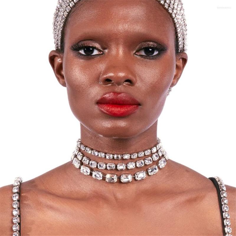 

Choker Fashion Shiny Rhinestone Multilayer Circle Chain Women's Sexy Necklace Banquet Statement Accessory