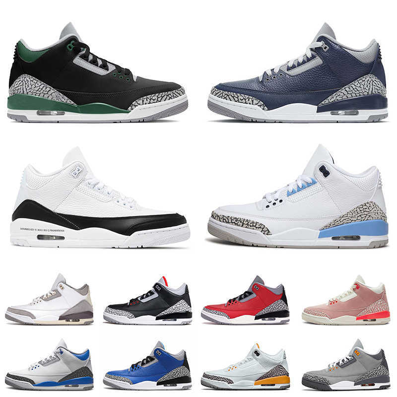 

3s Mens 3 Fashion Basketball Shoes Outdoor Sneakers Pine Green Racer Blue Midnight Navy Rust Pink Cool Grey Women Trainers Sports, B50 jth nrg white cement 36-47