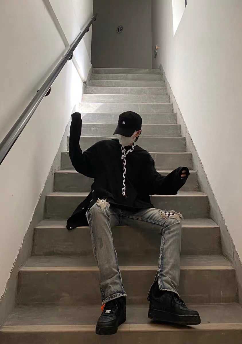 

Fashion Jeans Men' Pants Fog High Street Washed Broken Patch Plaid Slim Tidy Stretch Beggar Justi Biber Ripped Hip Hop Fit Designer, G09#