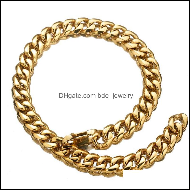 

Chains 15Mm Wide Hip Hop Mens 316L Stainless Steel Gold Tone Curb Cuban Link Chain Necklace Jewelry Halloween Gift 23 6 Chains Drop Dhvra