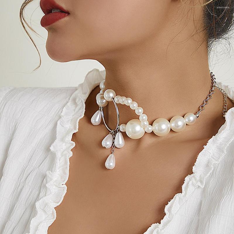 

Choker Exaggerated Baroque Imitation Big Pearls Temperament Necklace Jewelry For Women Retro Matal Clavicle Chain Collar