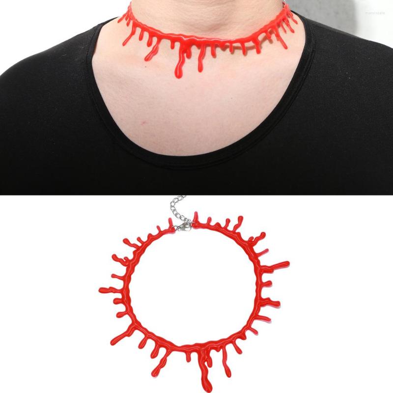 

Choker 2pcs Halloween Rubber Necklace Kids Children Girl Boys Craft Jewelry Finding Chokers PVC Red Blood Style