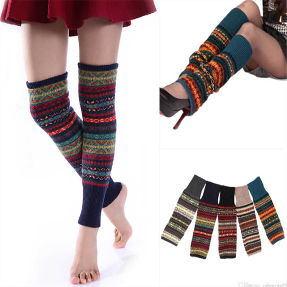 

Socks Hosiery Ladies Winter Thicken Knitted Leg Warmers Boot Cuffs Trim Toppers Bohemia Leg Warmers ST015 T221107, Khaki