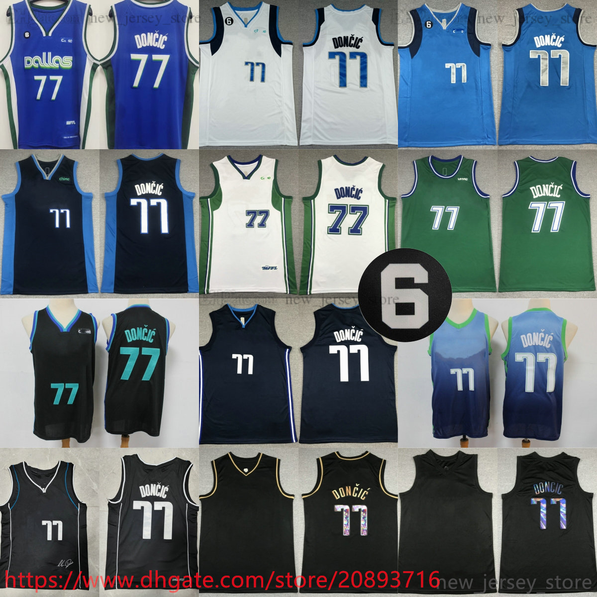 

2022-23 Blue City Luka XS-6XL Basketball 77 Doncic Jerseys Stitched New 6 patch Man Kids With 6 Patch Jersey White Black Golden Youth boys, Aspicture (with team name)