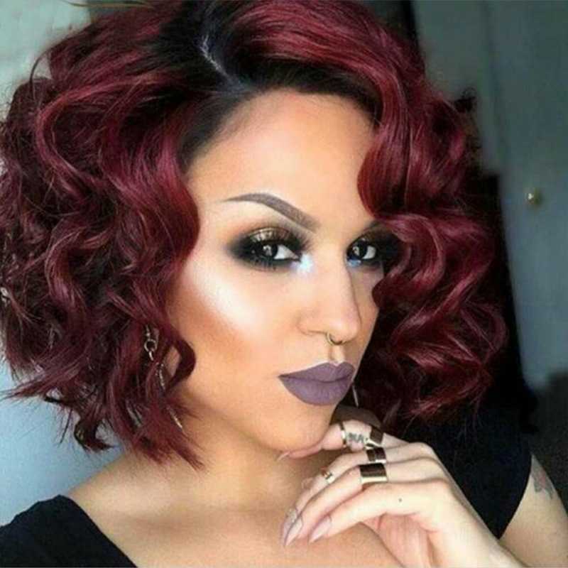 

Hair Lace Wigs Wig Short Curly Hair Color Chemical Fiber Headgear Female, Black