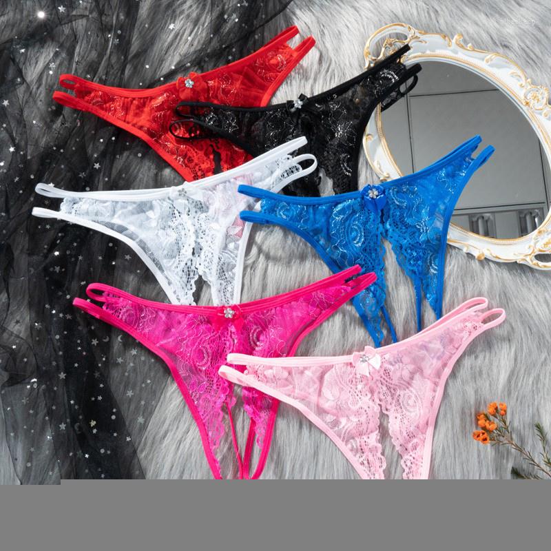 

Women's Panties Women Sexy Lingerie Exotic Open Crotch Thong Female Lace Transparent Crotchless G-String Underwear, Style 1 black