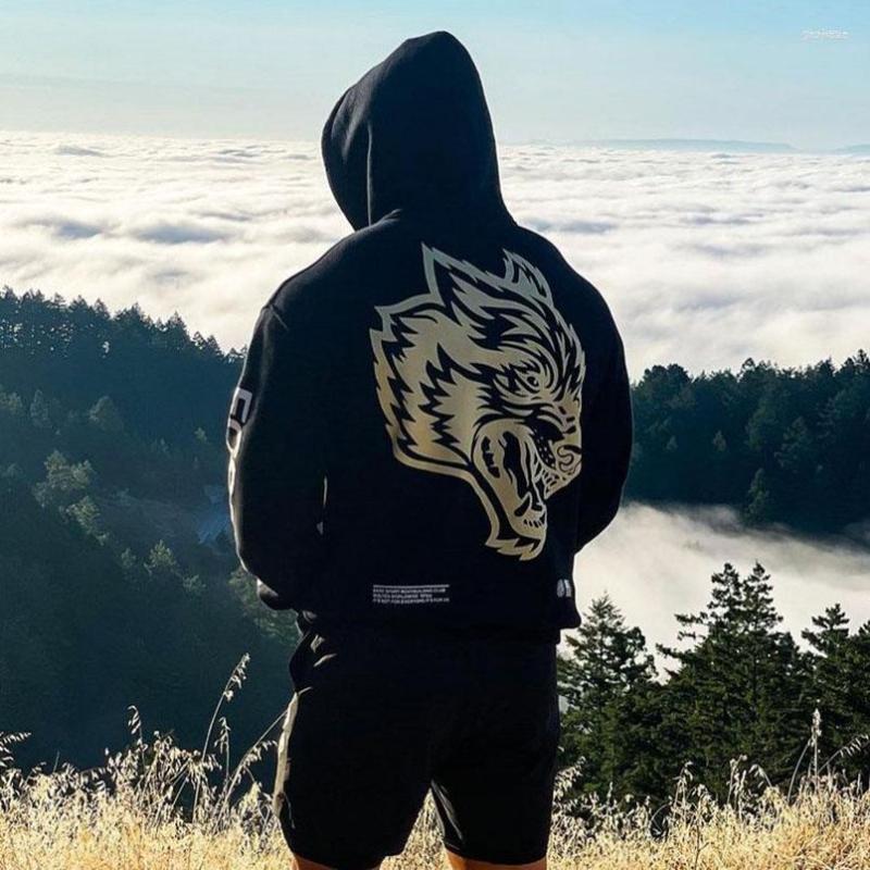 

Men's Hoodies Men's Oversized Hoodie Men Wolf Print Sport Hooded Sweatshirts With Zipper Trendy Streetwear Men's Clothing Hood 2022, Orange