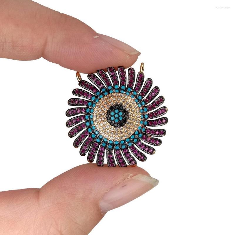 

Pendant Necklaces 2 Pcs 28mm Brass Cubic Zirconia Flower Shape Charms Pendants For Diy Jewelry Findings Making