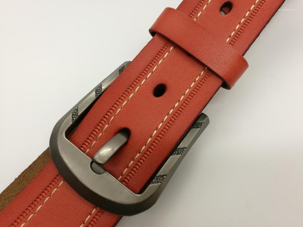 

Belts Men Belt Cow Genuine Leather Luxury Strap Male For Fashion Classice Vintage Buckle, Red