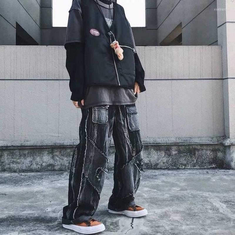 

Men' Jeans ARENS Punk Gothic Men' Black Denim Trousers Male Patchwork Goth Pants For Men Streetwear Hip Hop Harajuku Hippie