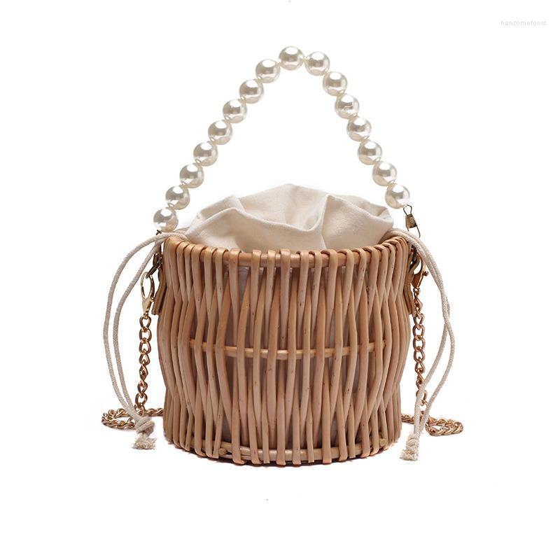 

Evening Bags Pearl Beaded Straw Bag Hand-Woven Handbag Bohemian Style Ins Rattan Messenger Holiday Beach For Women 2022, Picture shown