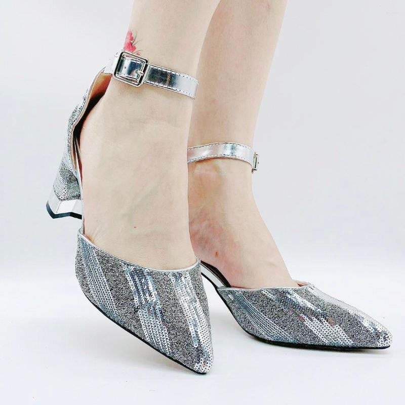 

Dress Shoes Stripe Sequined High Heels Office Women Ladies Pumps Ankle Strap Golden Square Heeled Girls Graduation Shoe, 073-5red