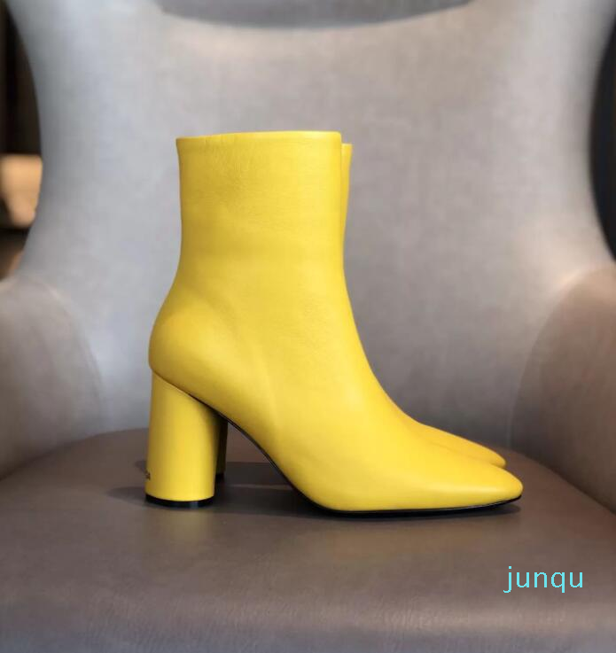 

Women Boots Ankle Shoes Heels Booty Boot Black Leather Super Quality Lady Brand High Heel 08