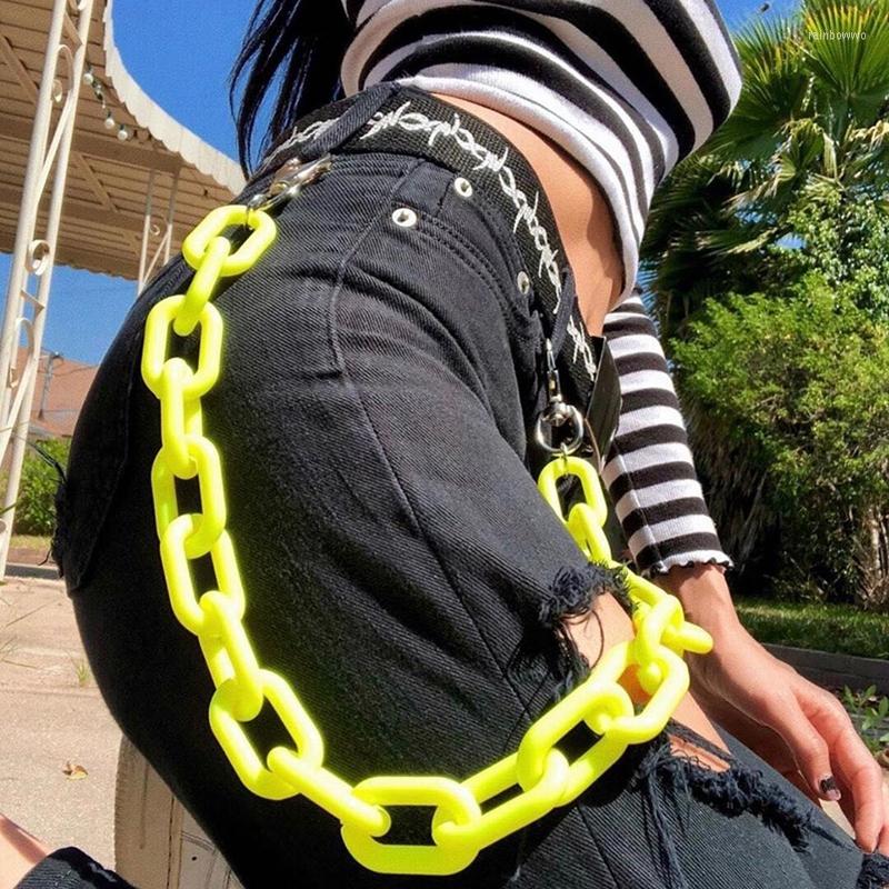 

Belts 1PCS Metal Pant Chain Double Layers Unisex Trousers Candy Color Belt Punk For Adults Jewelry Accessories, Black