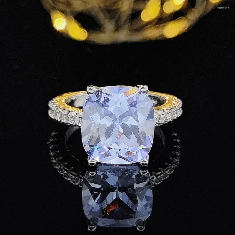 

Cluster Rings Cushion Cut Real Silver Color Designer Ring Finger For Women Jewelry Luxury Wedding Engagement Personalized R1953