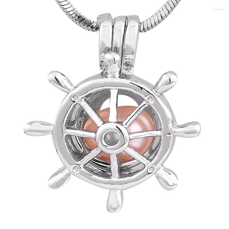 

Chains Circular Shape Ship Wheel Cage Pendant Silver Fitting For DIY Bracelet Necklace Jewelry Accessory P151