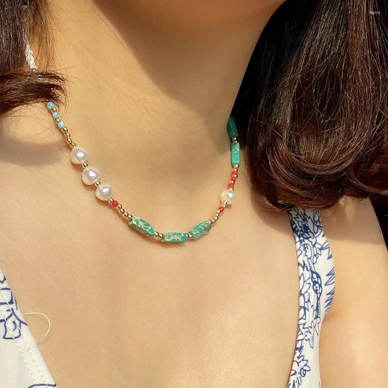 

Choker Bohemian Onyx Natural Stone Bead Necklace For Women Girls Dainty Holiday Beach Jewelry Gifts Mom