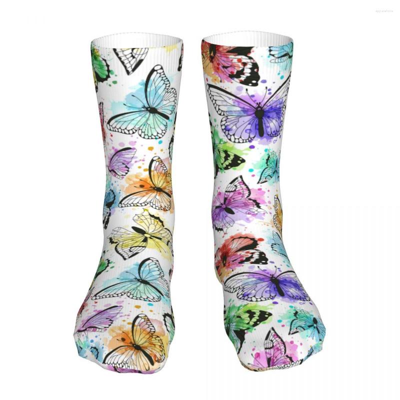 

Men's Socks Silhouettes Of Butterflies And Watercolor Sock Men Women Polyester Stockings Customizable Hip Hop, Black