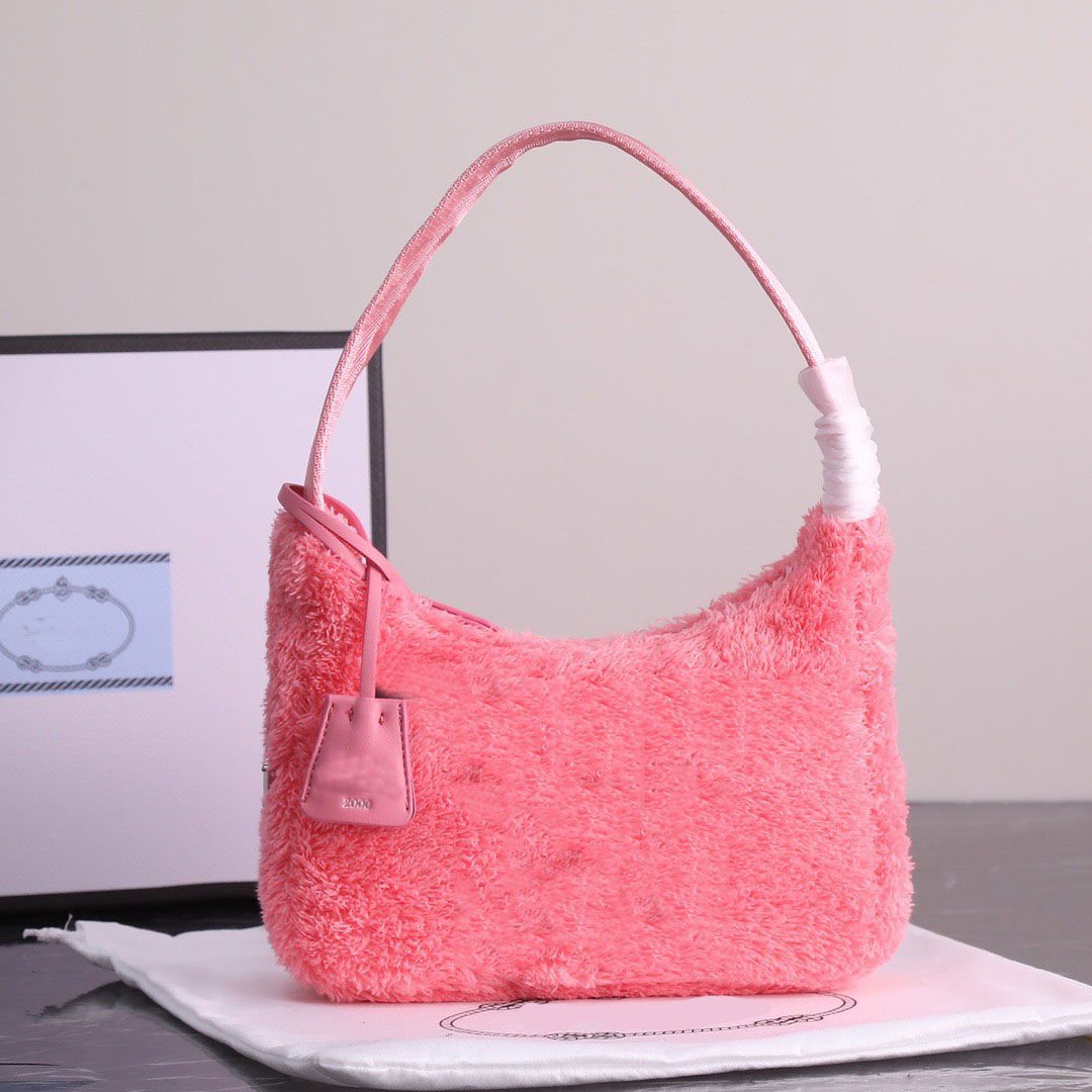 

Winter New Womens Designer Bags SAC PLAT BB Handbag Shoulder Bag Wool Fabric Soft Quality Bag Classic Fashion Cosmetic Shopping Wrist Women Wallet 22CM, Pink