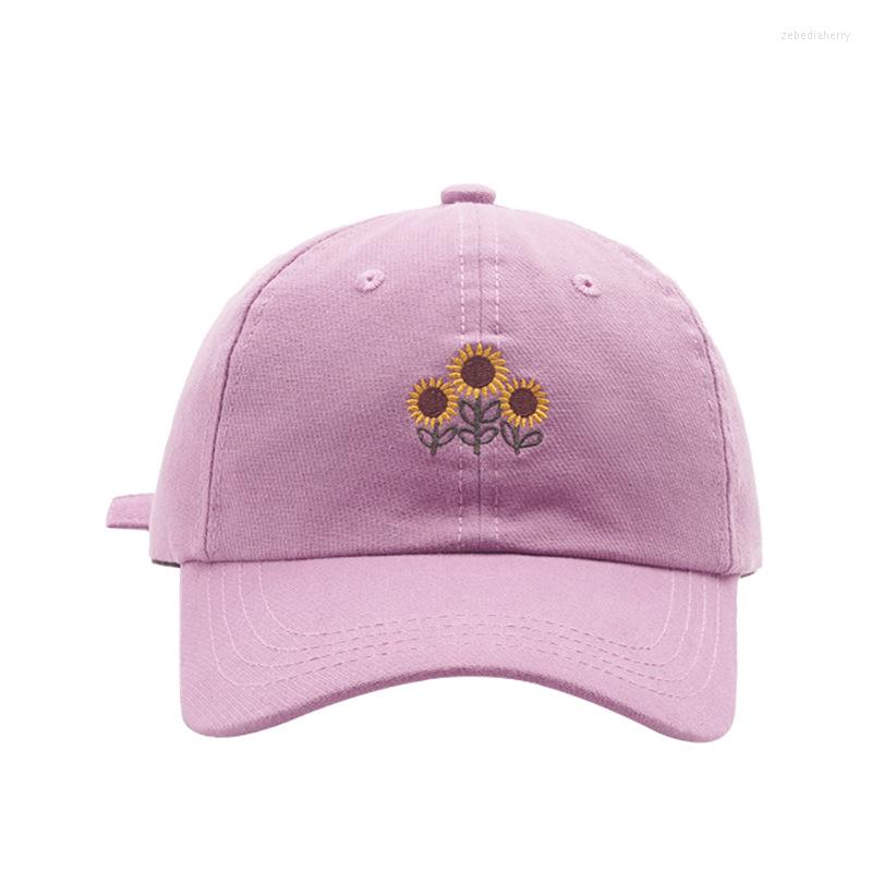 

Ball Caps Embroideried Sunflowers Adjustable Baseball Harajuku Fashion Casual Solid Color Cotton Curved Sun Visor Hats Men, Blue