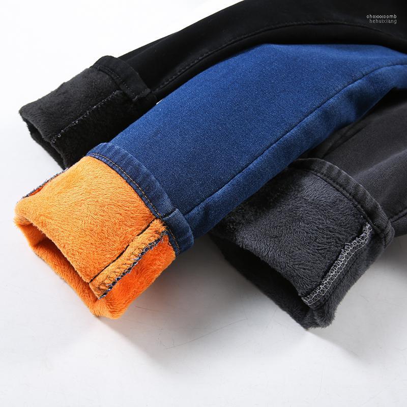 

Women's Jeans Women's Classic Basic Winter Warm Plus Velvet Thick Fleece High Waist Skinny Size 40 Ankle Length Pencil Denim Pants, Plus velvet black