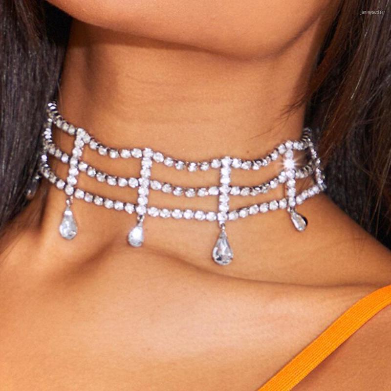 

Choker Stonefans Trendy Hollow Crystal Necklace For Women Rhinestone Water Drop Vintage Party Neck Statement Jewelry